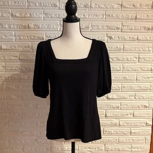 CeCe Black Square Neck Blouse